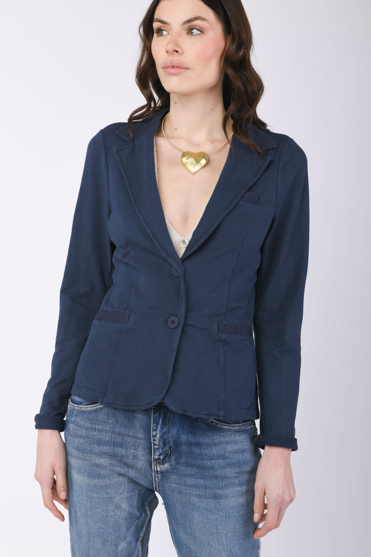 Cotton fleece single-breasted blazer