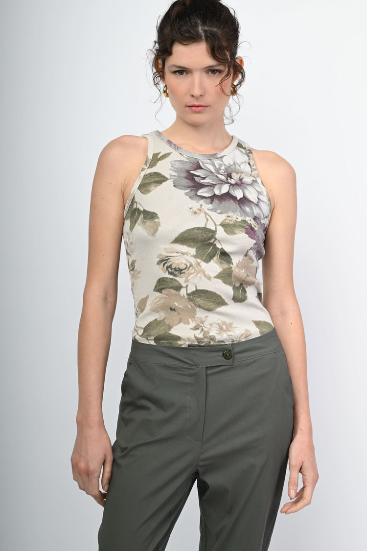 Floral print cotton tank top