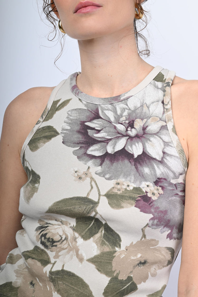 Floral print cotton tank top