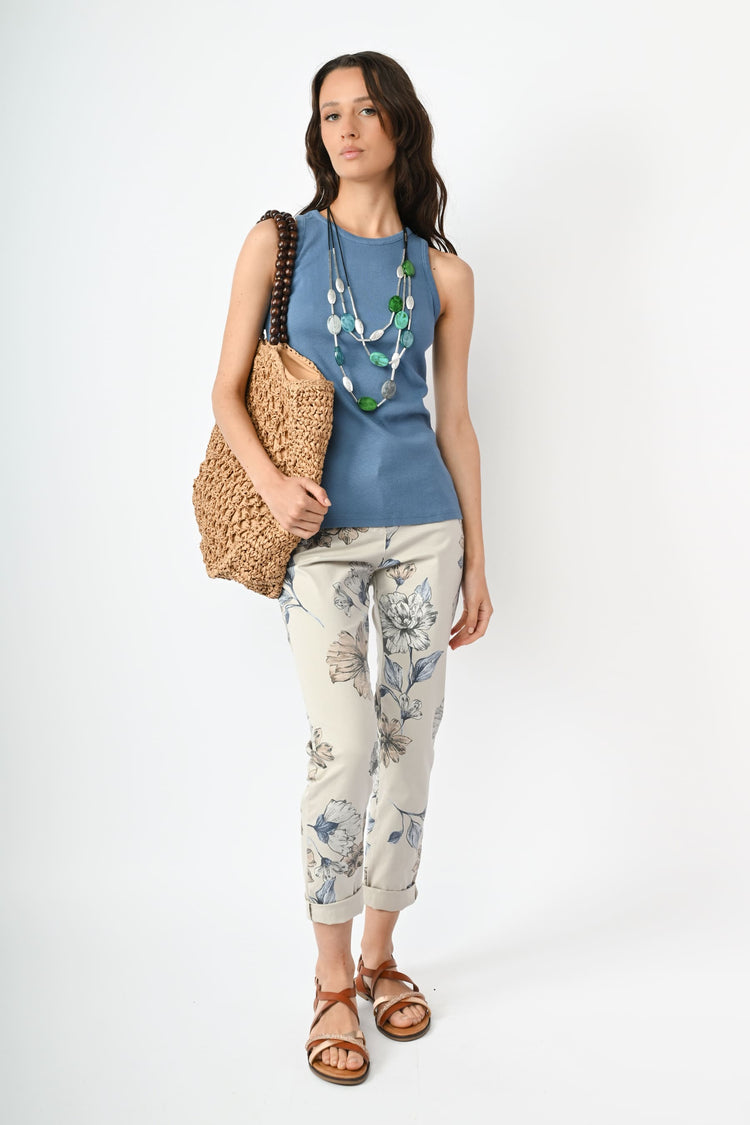 Floral print cotton trousers