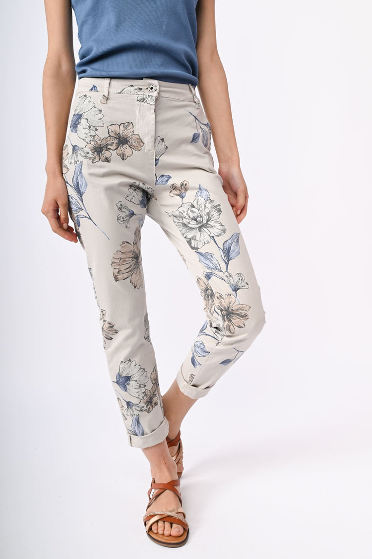 Floral print cotton trousers