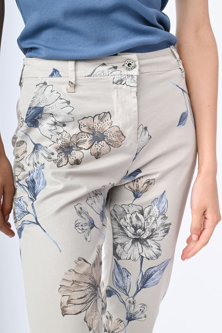 Floral print cotton trousers