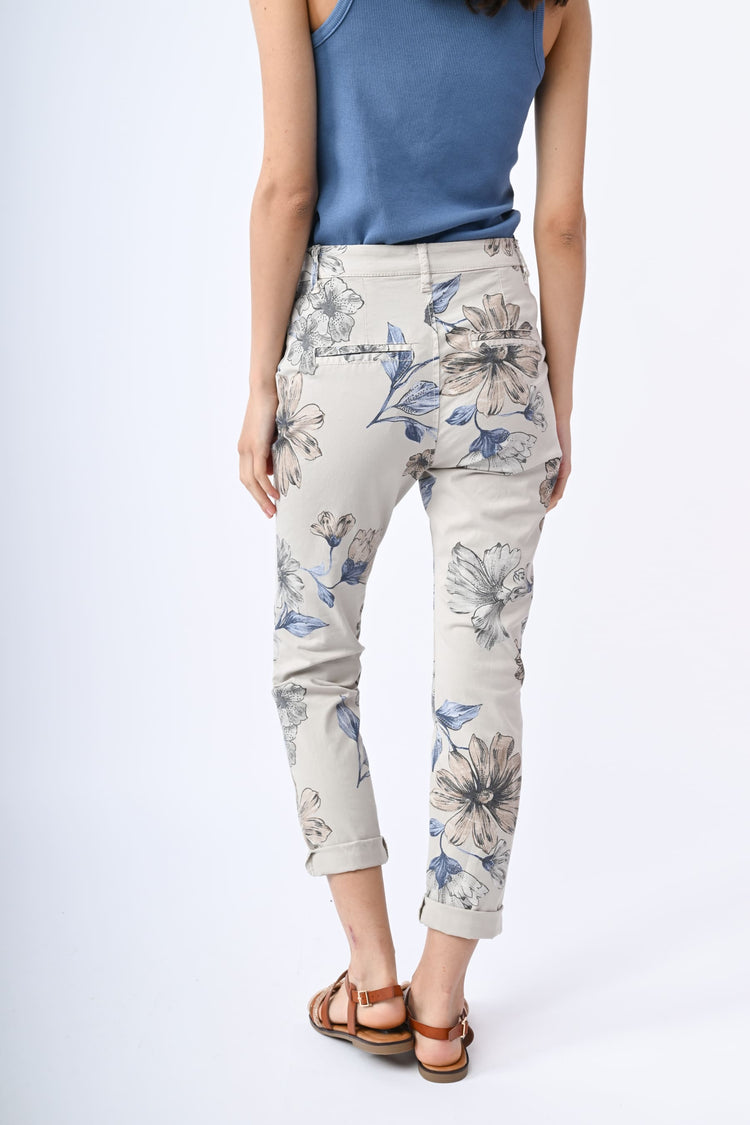Floral print cotton trousers
