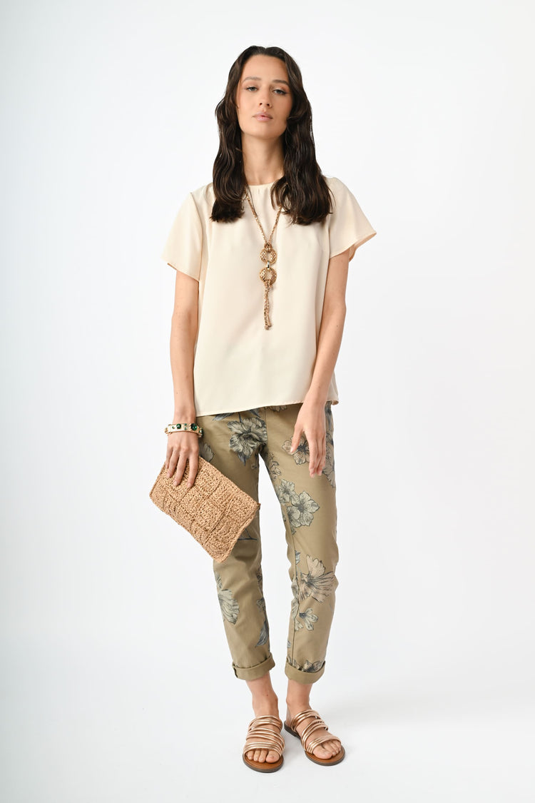 Floral print cotton trousers