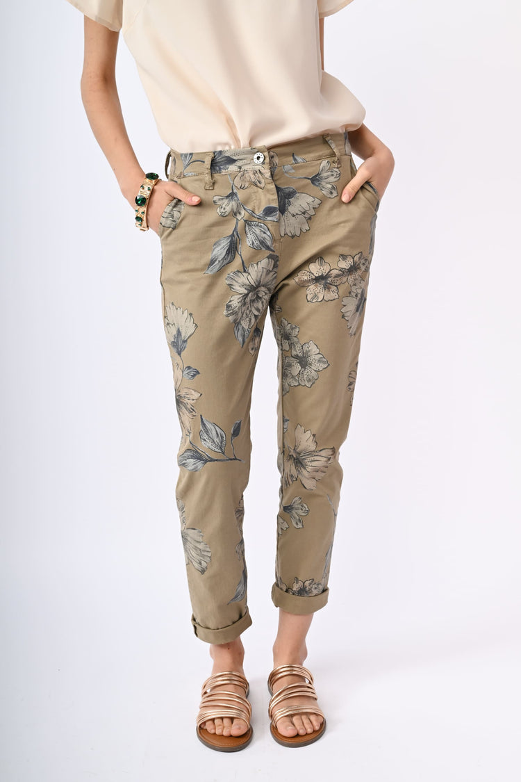 Floral print cotton trousers