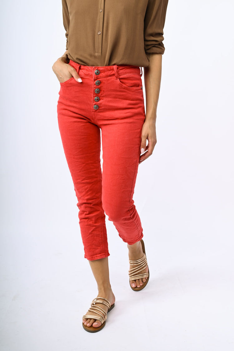 Button fly cropped jeans