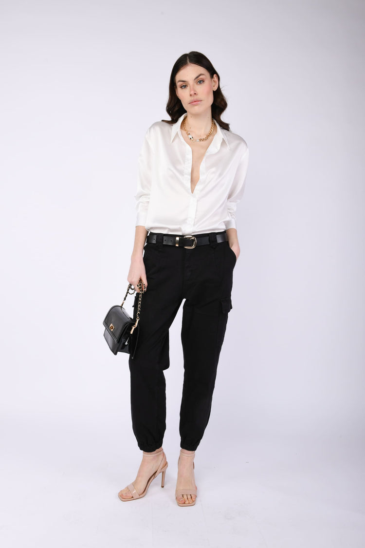 Stretch cotton cargo trousers