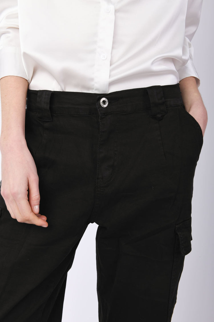 Stretch cotton cargo trousers