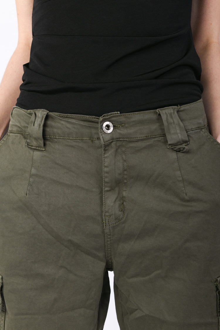 Stretch cotton cargo trousers