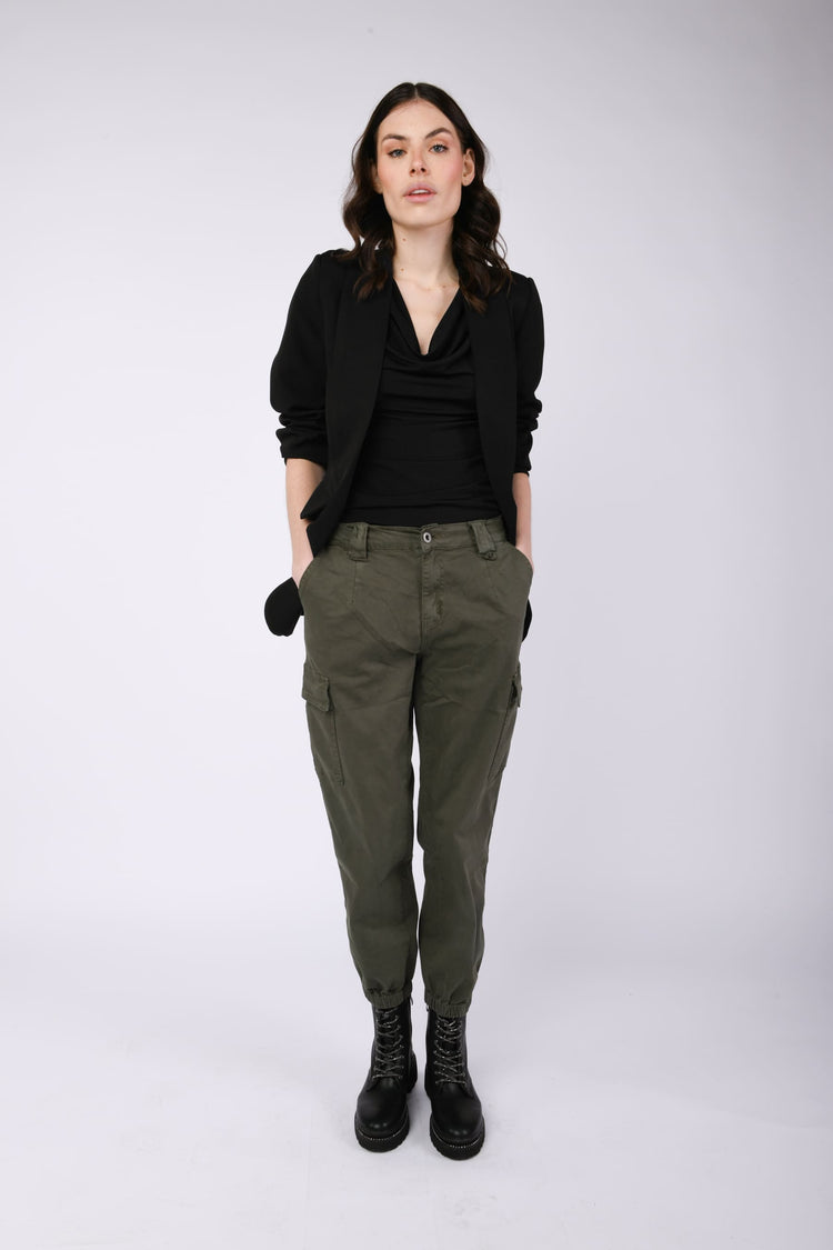Stretch cotton cargo trousers
