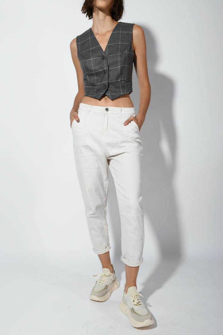 Stretch cotton cropped pants