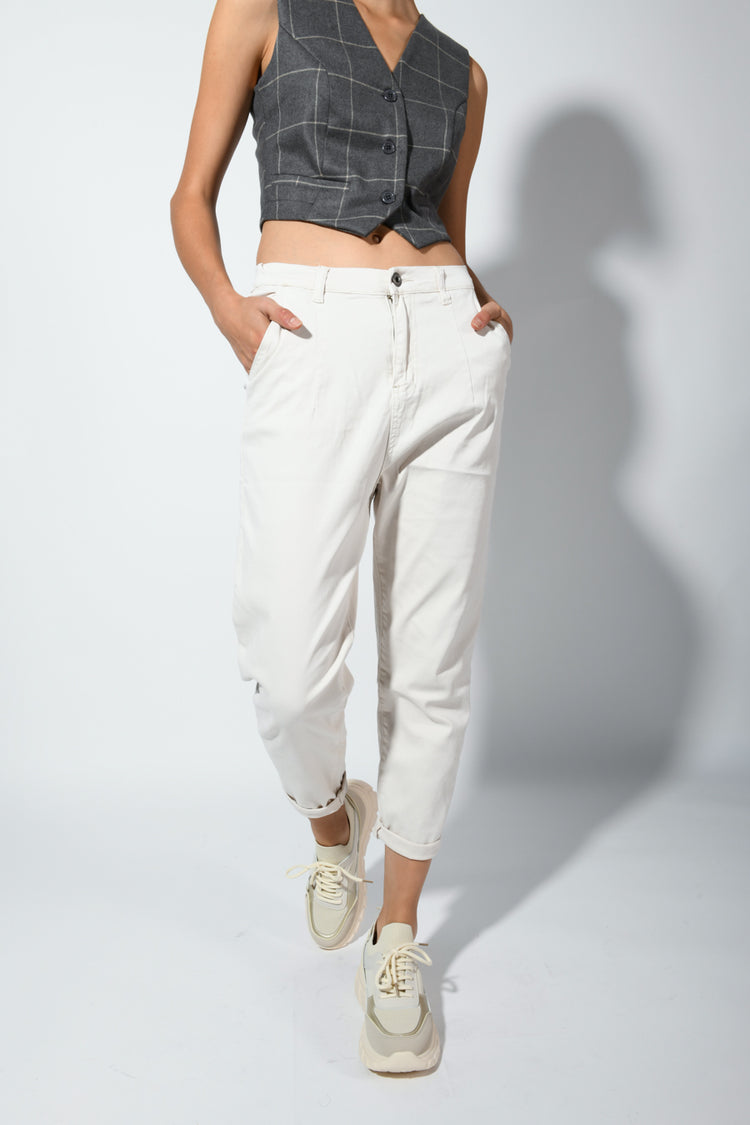 Stretch cotton cropped pants