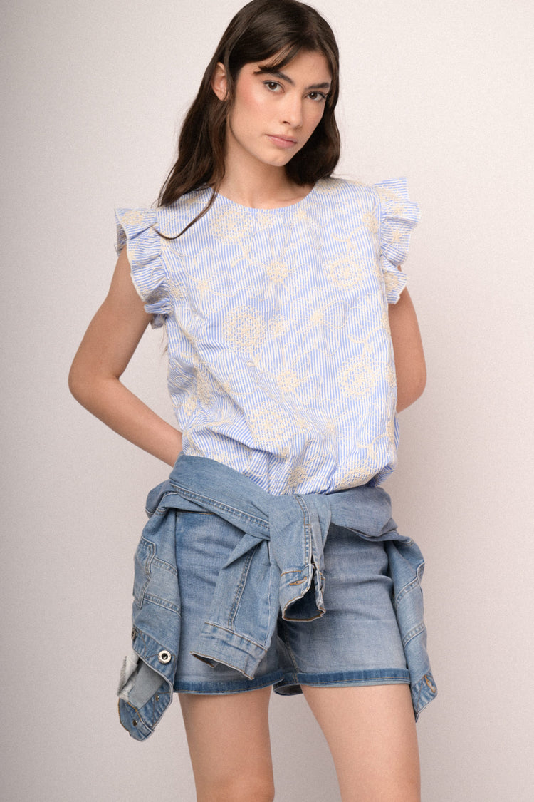 Light blue denim basic shorts