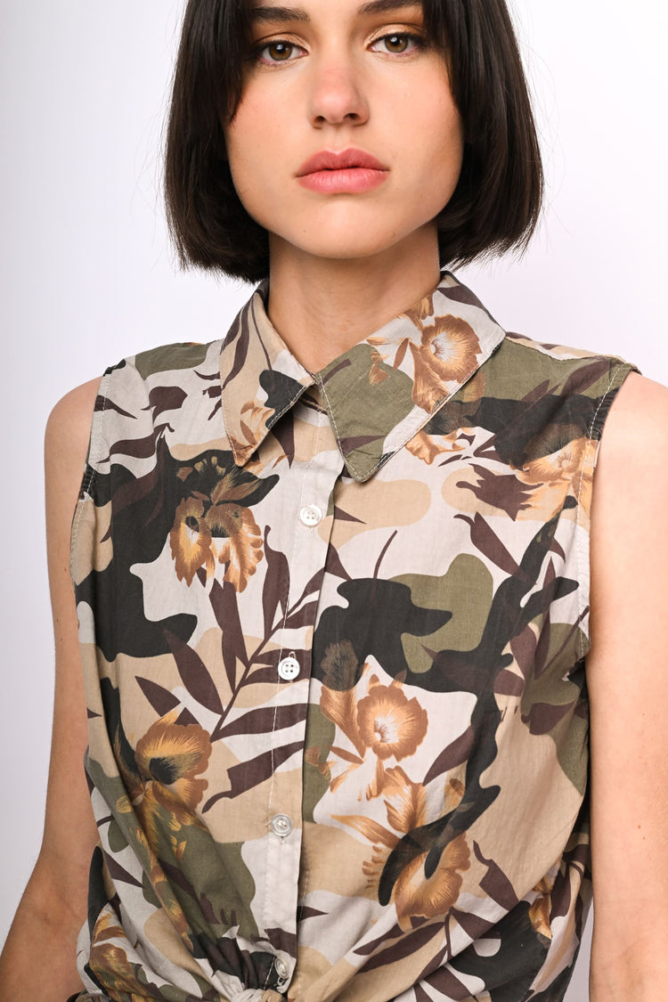 Camo and floral print shirt