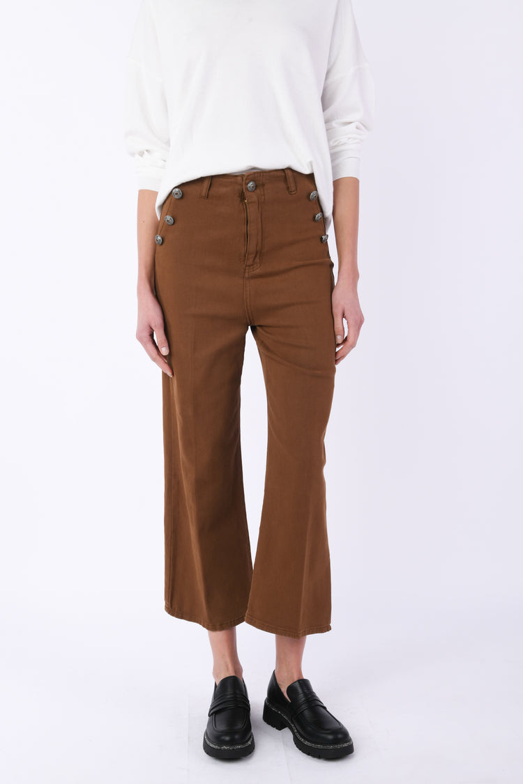 Button-detail sailor jeans