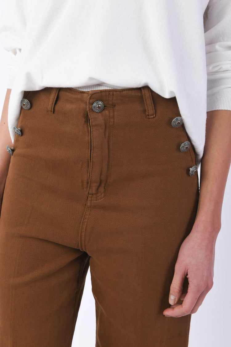 Button-detail sailor jeans