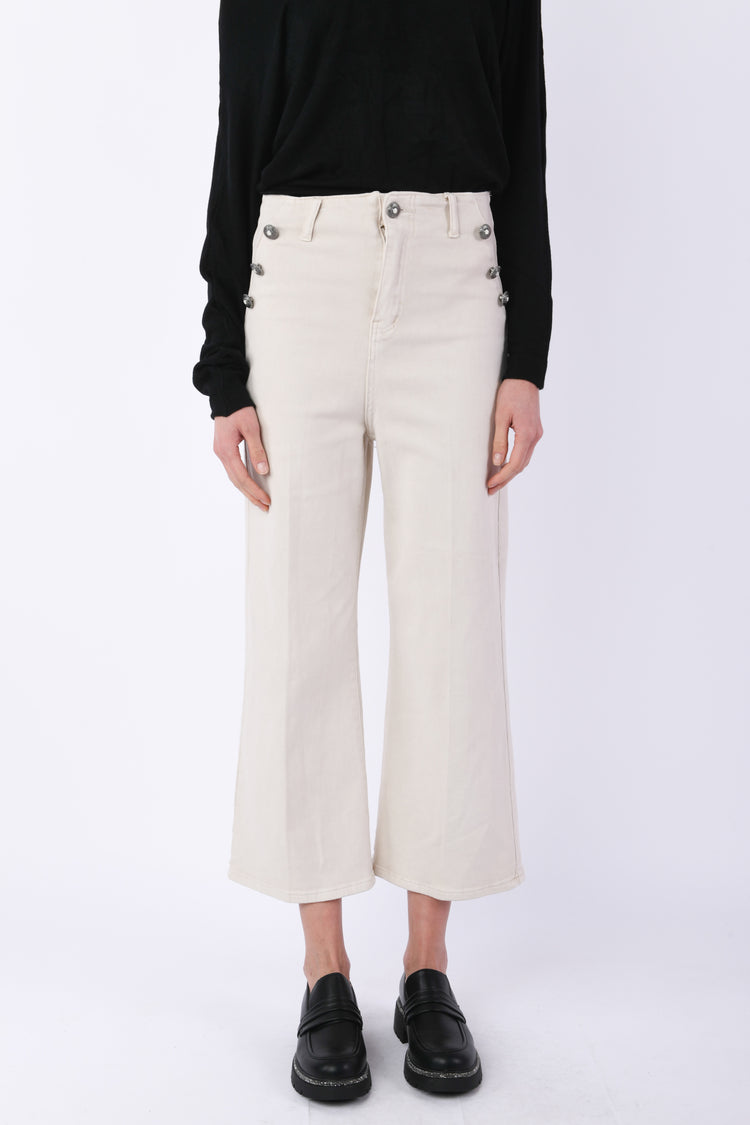 Button-detail sailor jeans