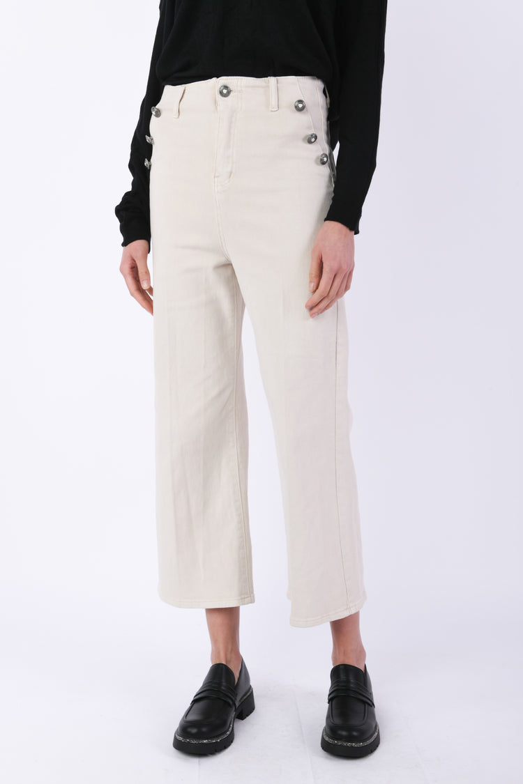 Button-detail sailor jeans