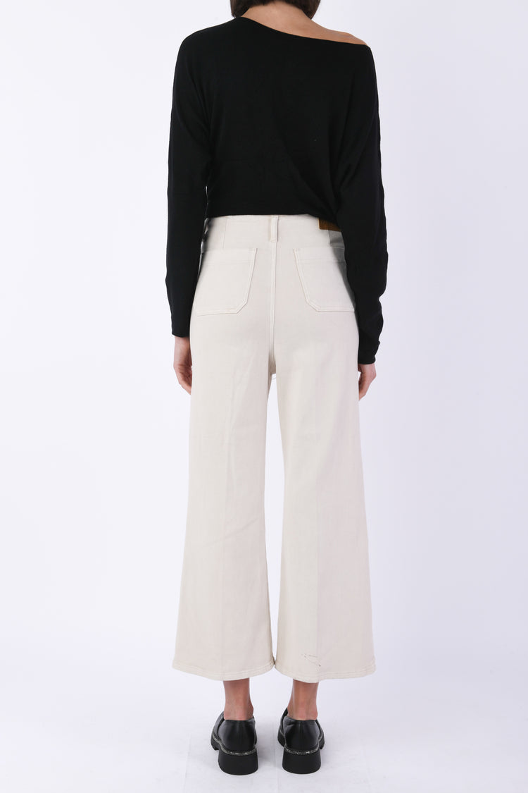 Button-detail sailor jeans