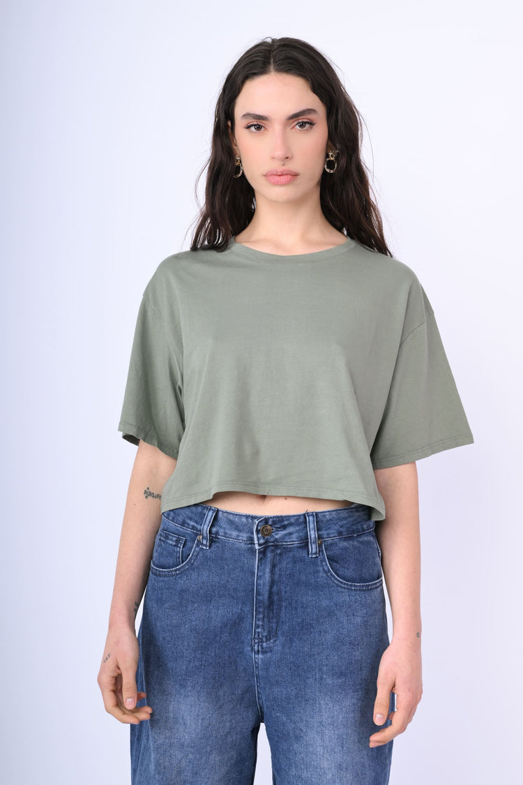 Cotton cropped t-shirt