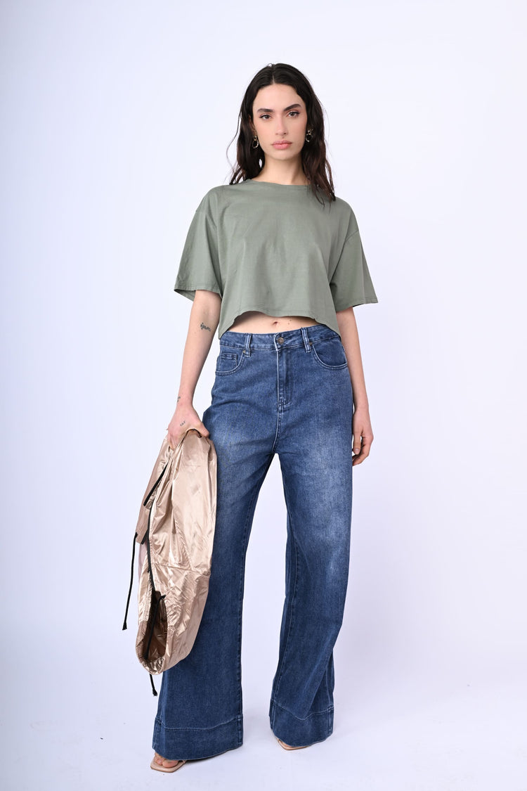 Cotton cropped t-shirt