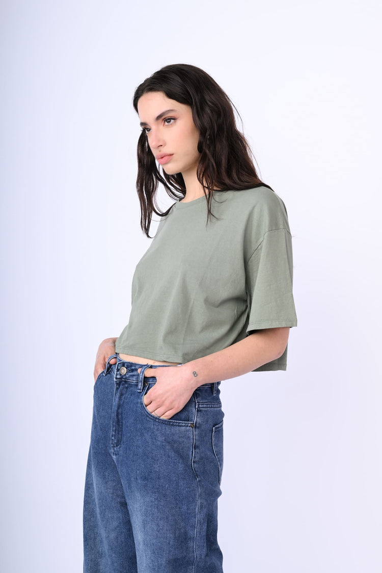 Cotton cropped t-shirt