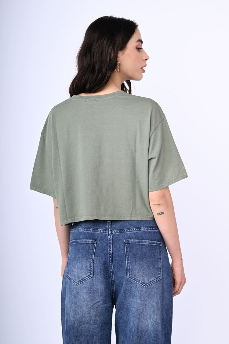 Cotton cropped t-shirt