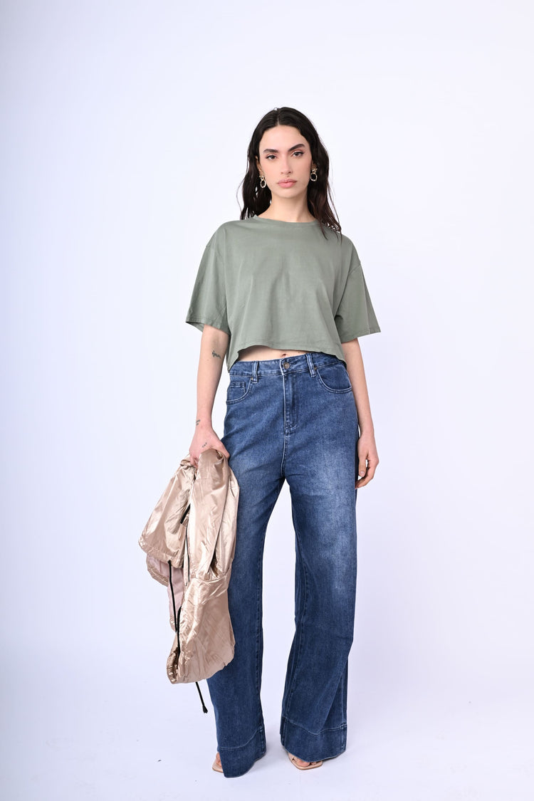 Cotton cropped t-shirt