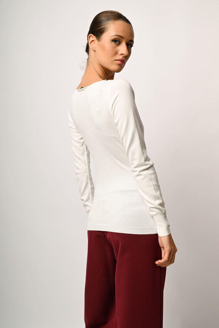 Jewel-embellished wrap sweater