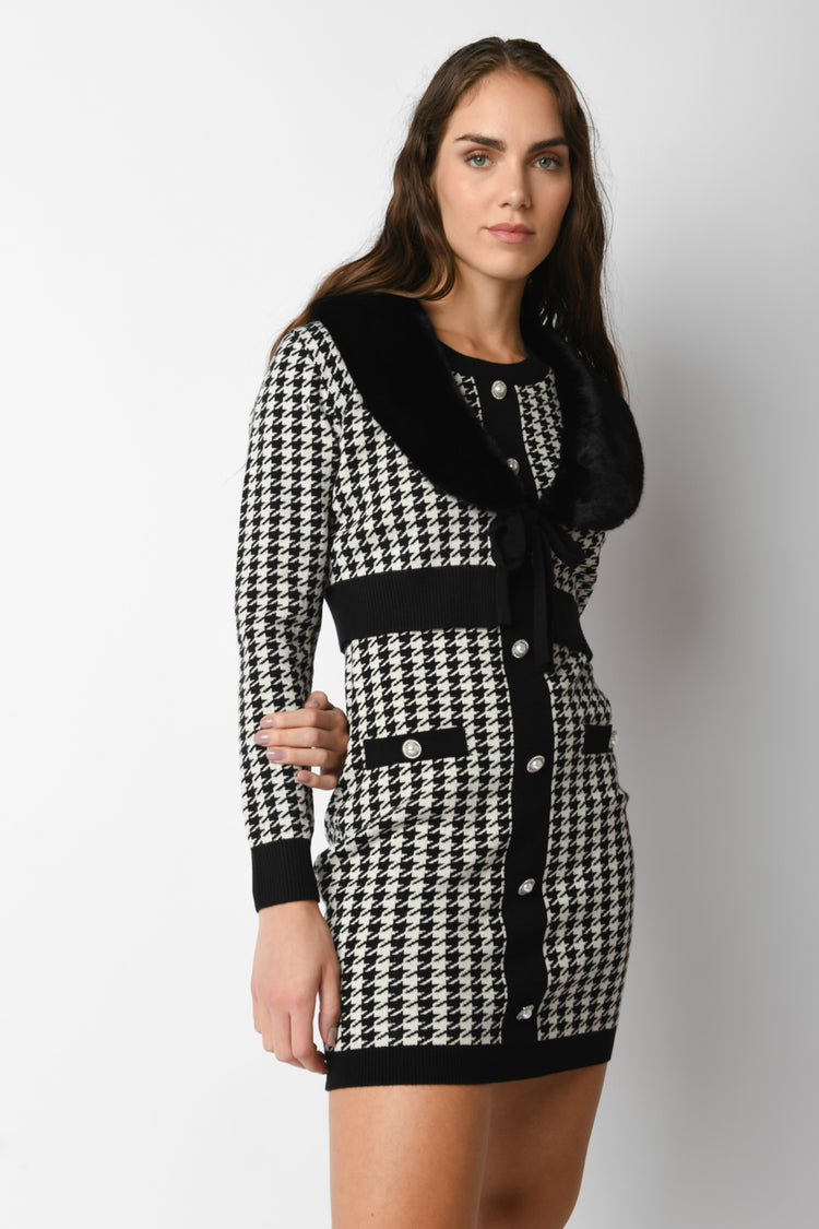 Houndstooth cropped cardigan