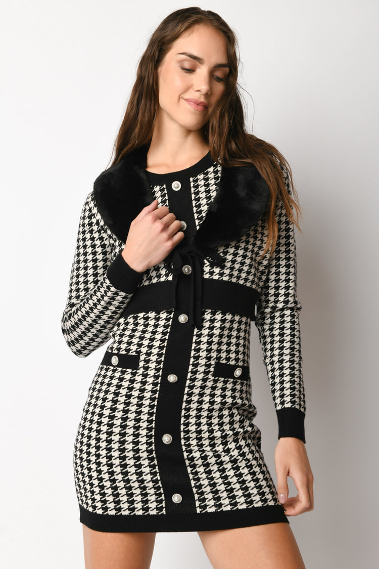 Houndstooth cropped cardigan