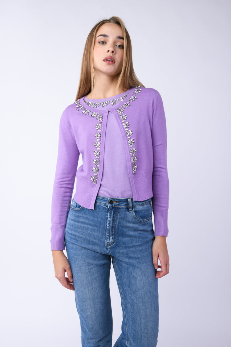 Crystal-embellished cardigan