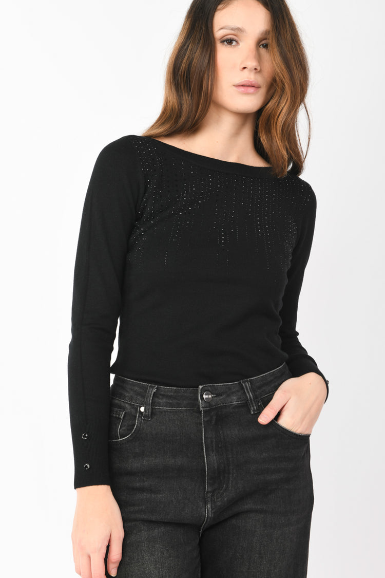 Rhinestone-embellished sweater