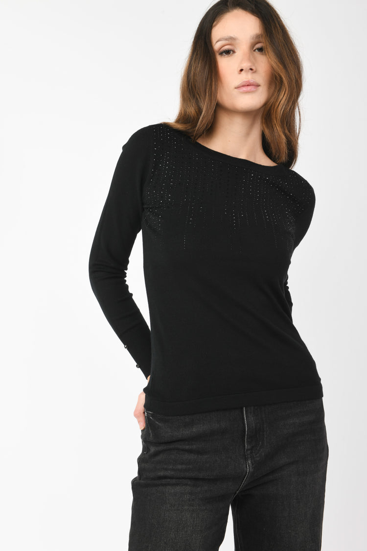 Rhinestone-embellished sweater