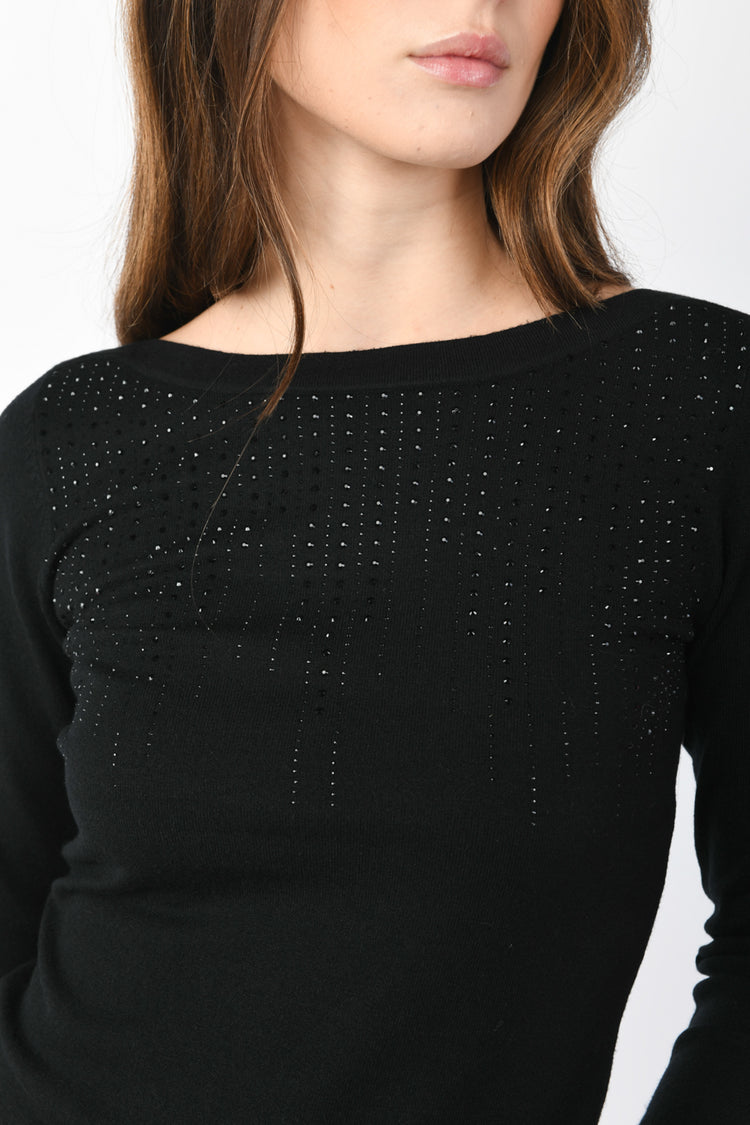 Rhinestone-embellished sweater