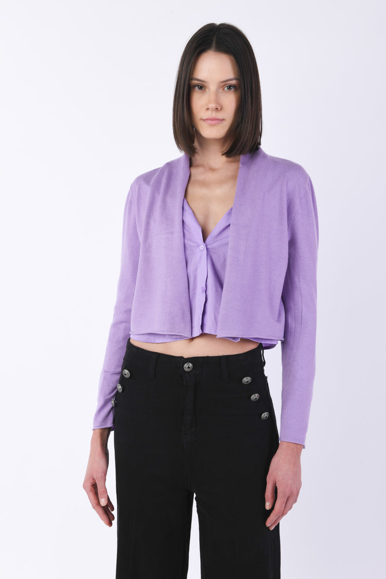 Viscose-blend cropped cardigan