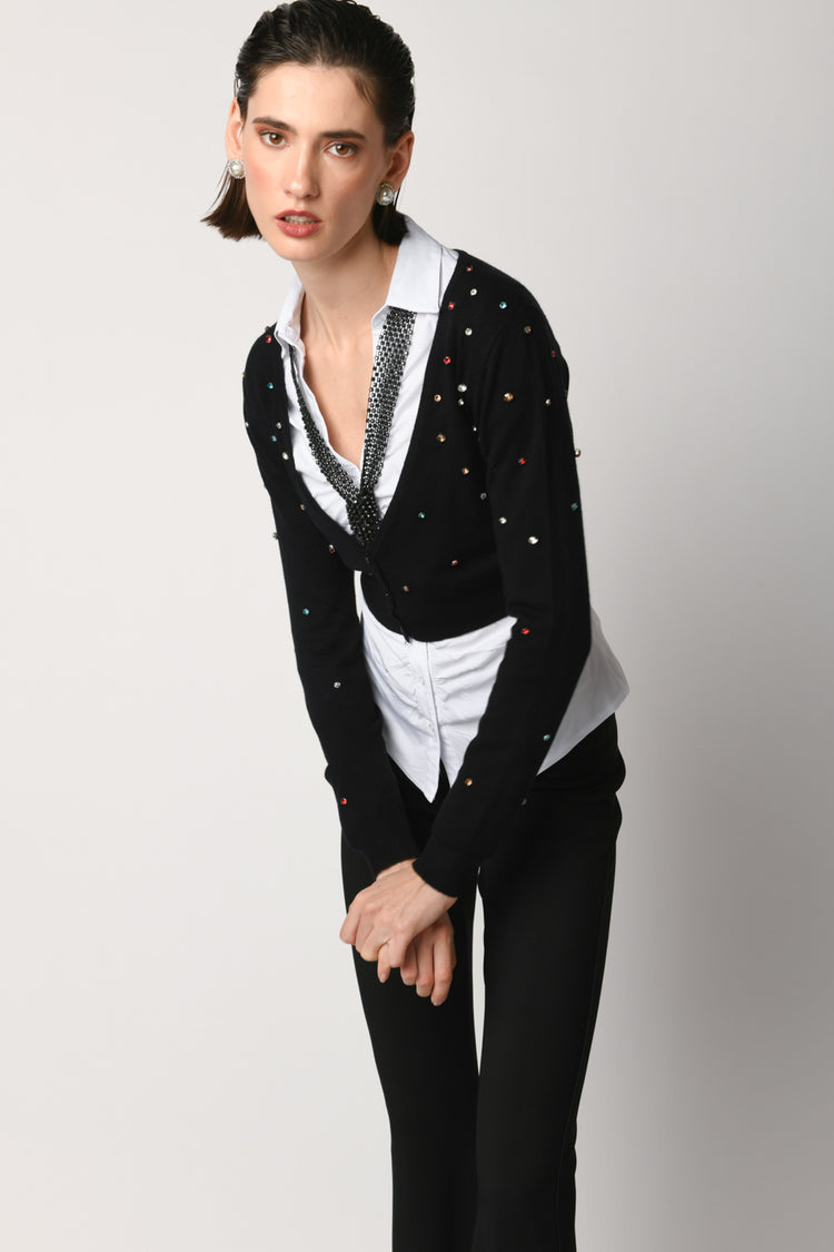 Rhinestoned cropped cardigan