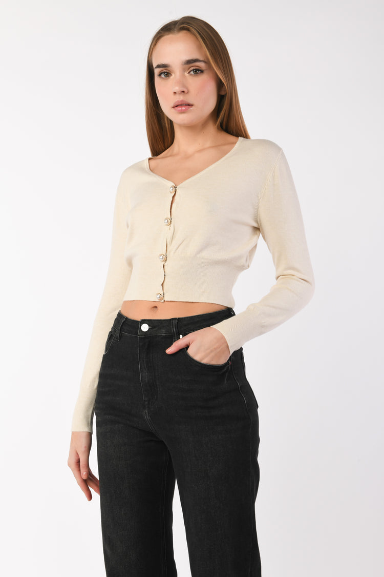 Jewel buttons crop cardigan