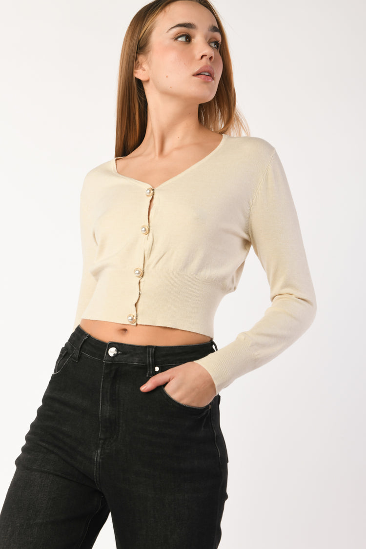 Jewel buttons crop cardigan