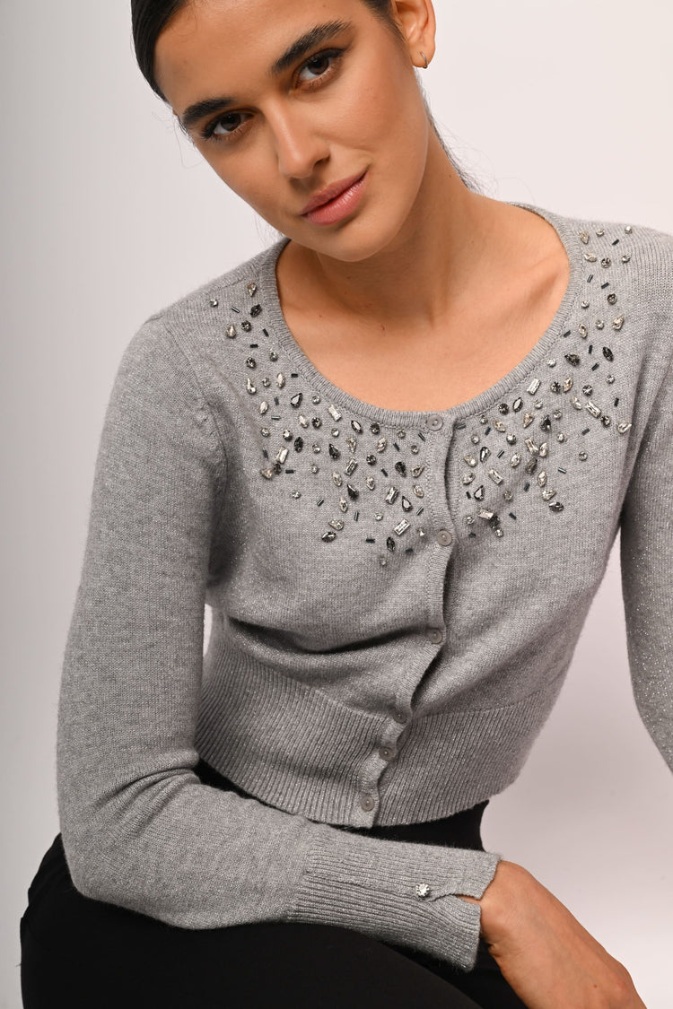 Rhinestone cropped cardigan
