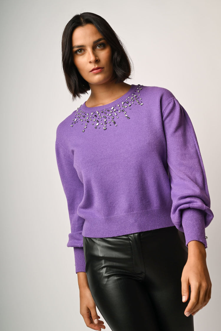 Rhinestone embellishment sweater