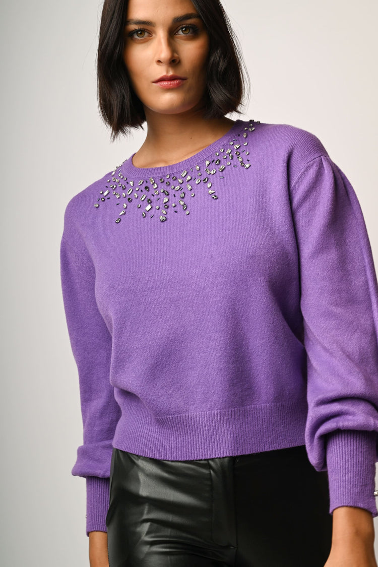Rhinestone embellishment sweater