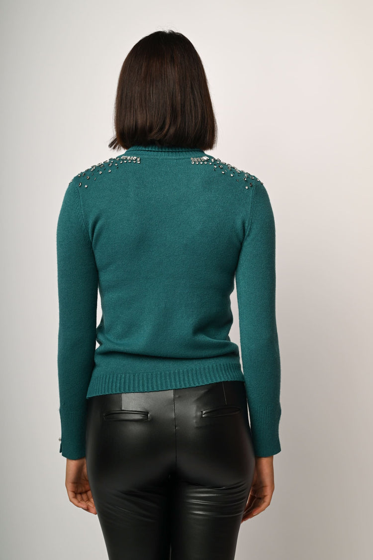 Rhinestone embellishment turtleneck