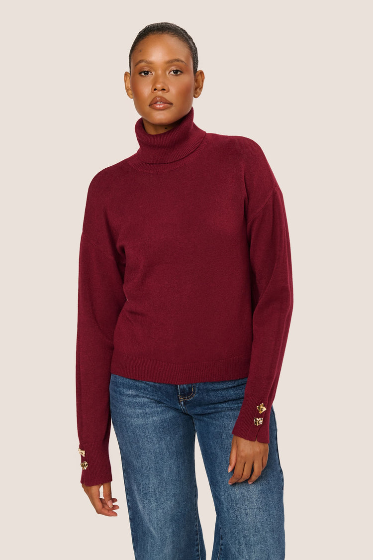 Jewel-button turtleneck