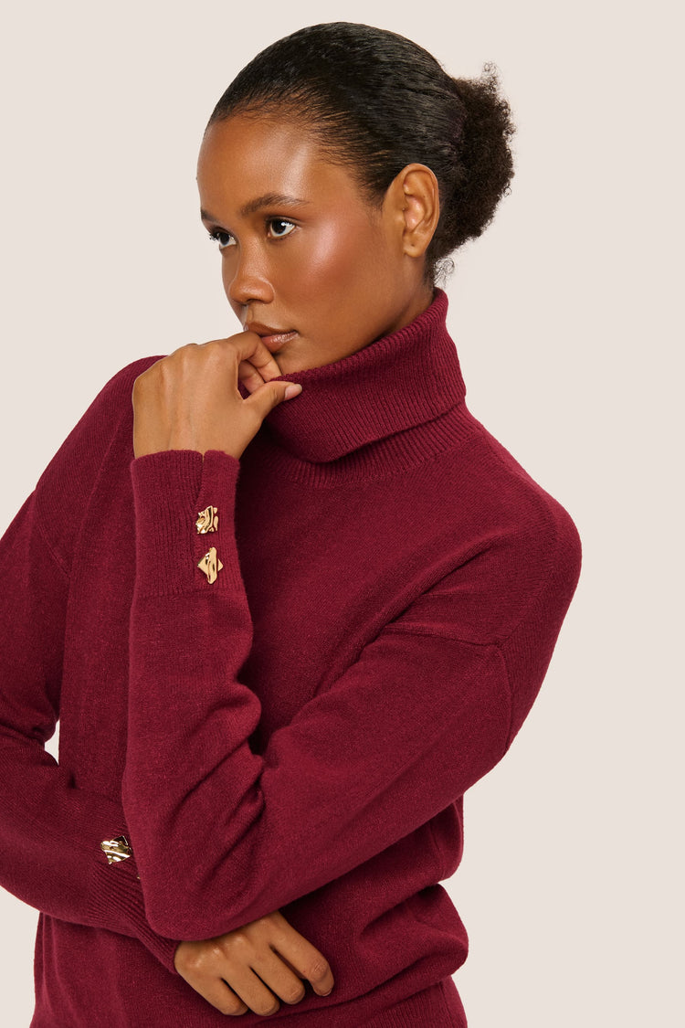Jewel-button turtleneck