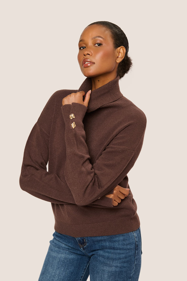 Jewel-button turtleneck