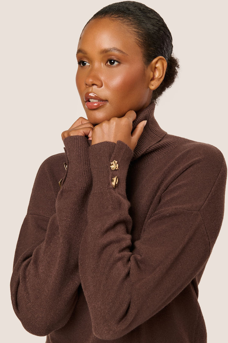 Jewel-button turtleneck