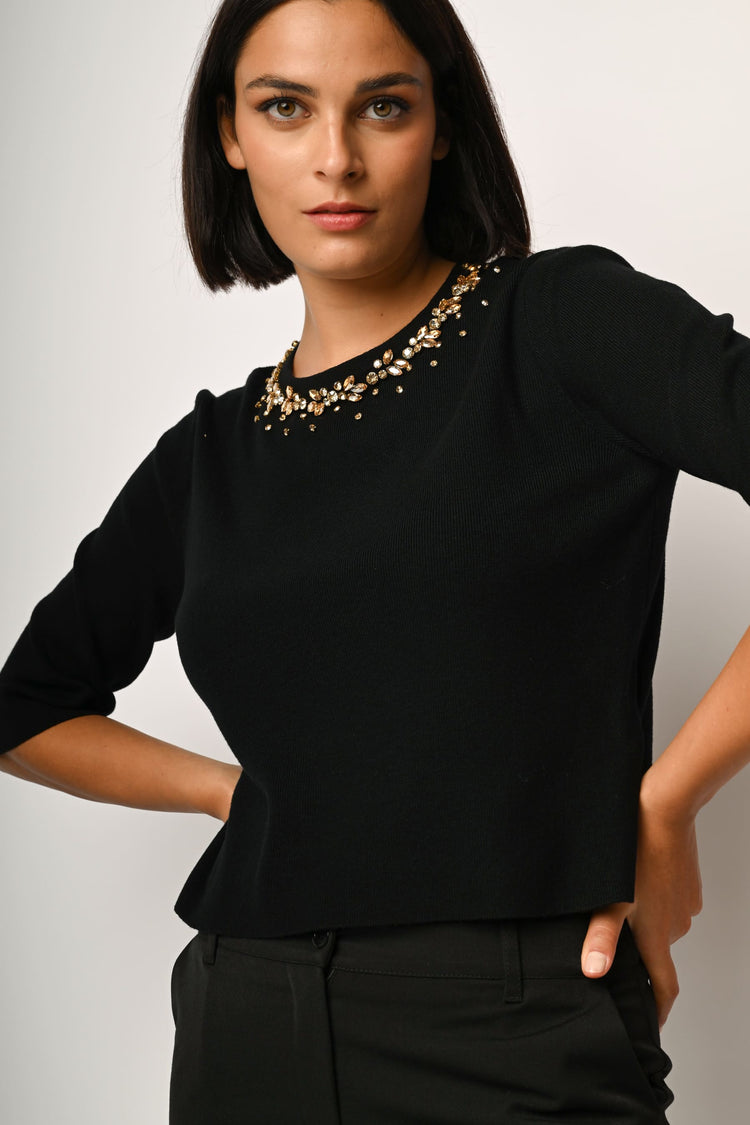 Rhinestone-embellished sweater