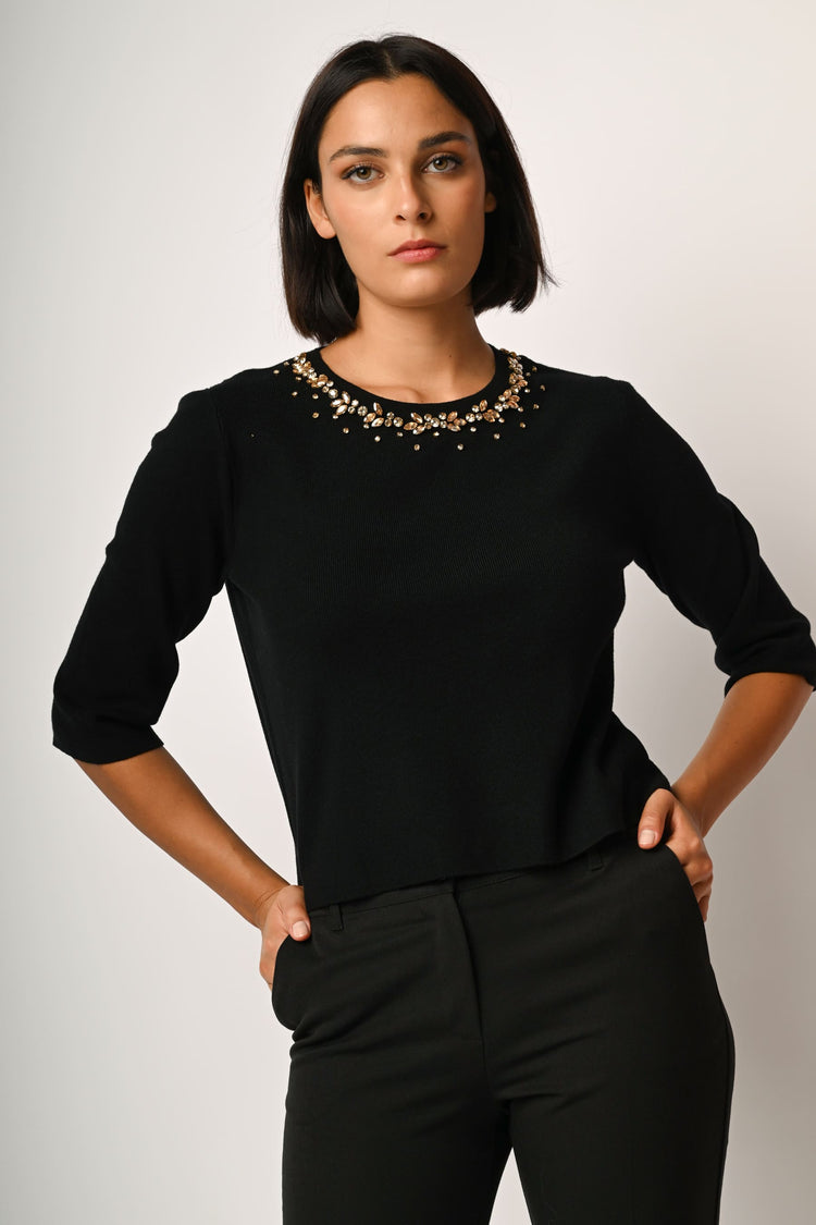 Rhinestone-embellished sweater