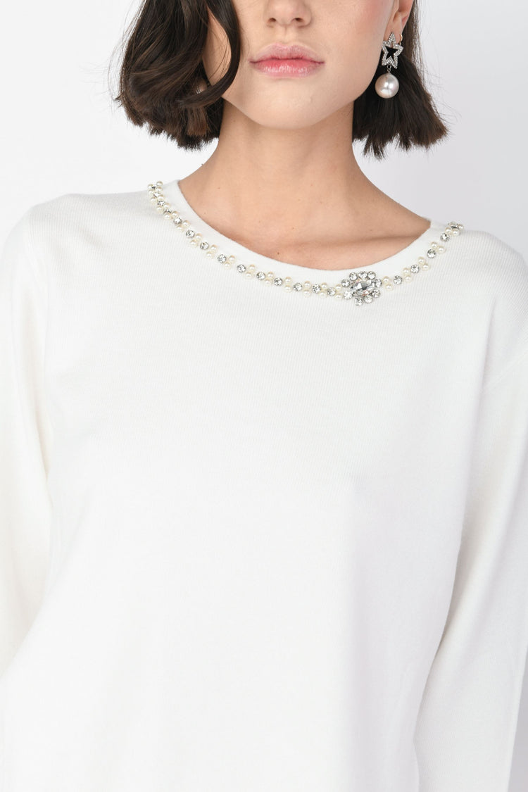 Jewel embellishment sweater